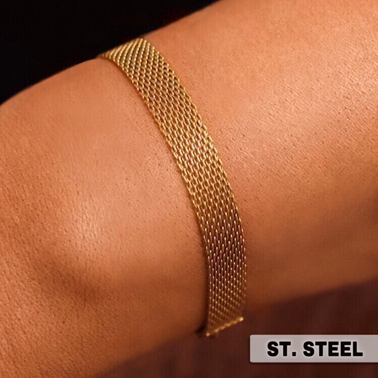 New Flat Mesh Watch Band Stainless Steel Bracelet